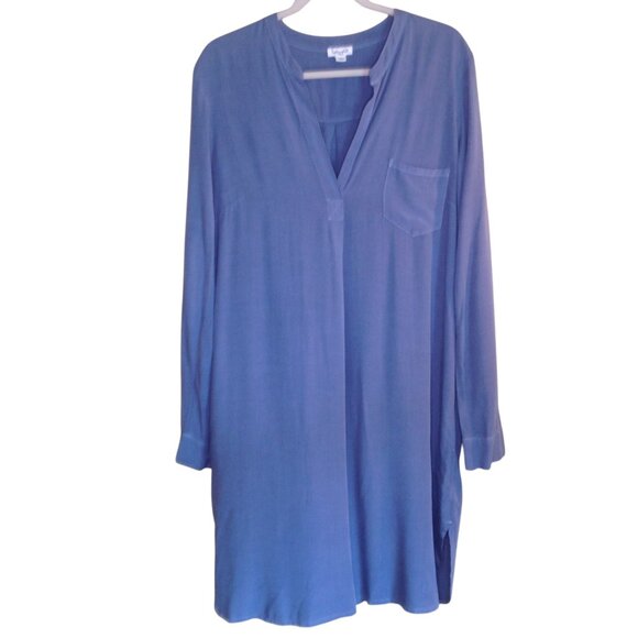 Splendid Dress with Chest Pocket Long Sleeve Blue Large - Picture 1 of 6